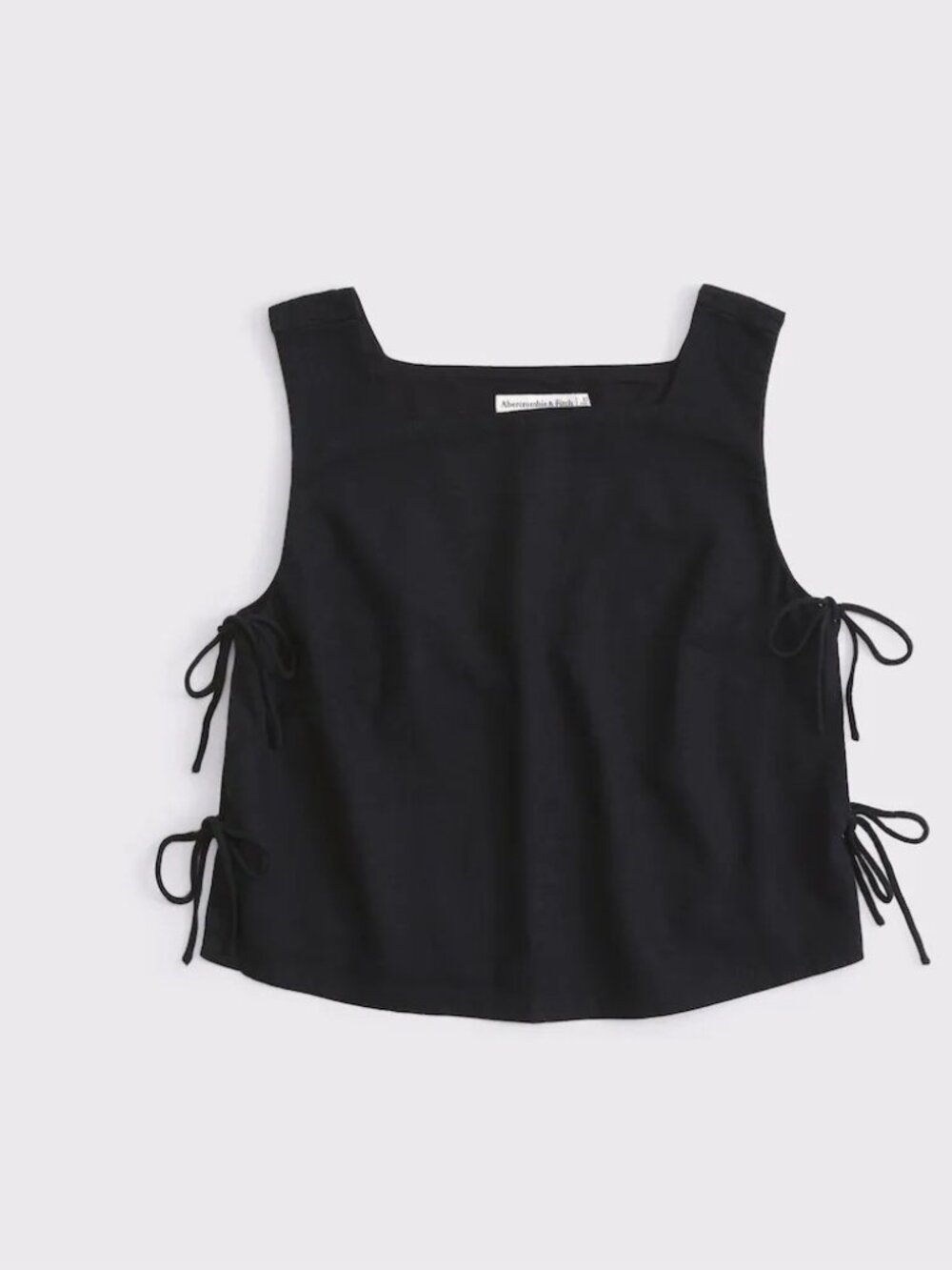 NWOT ABERCROMBIE & FITCH apron linen blend top with side tie in black (XL)